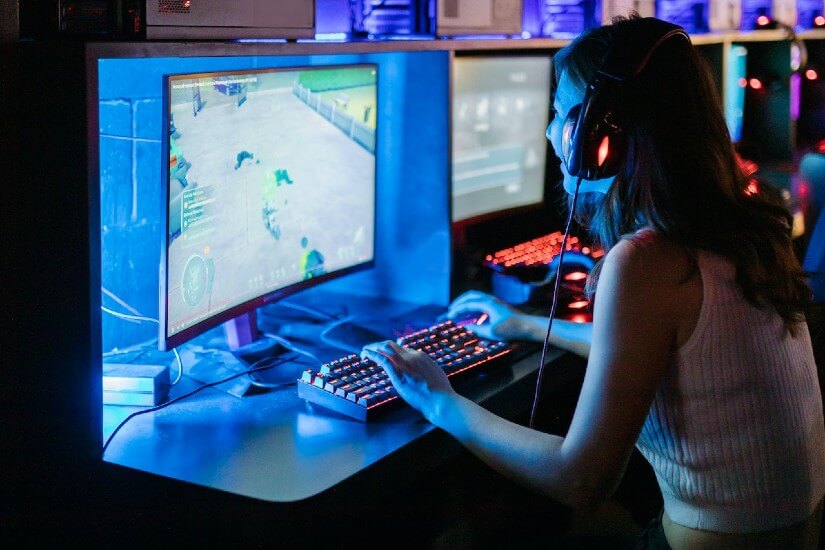 A woman playing computer games
