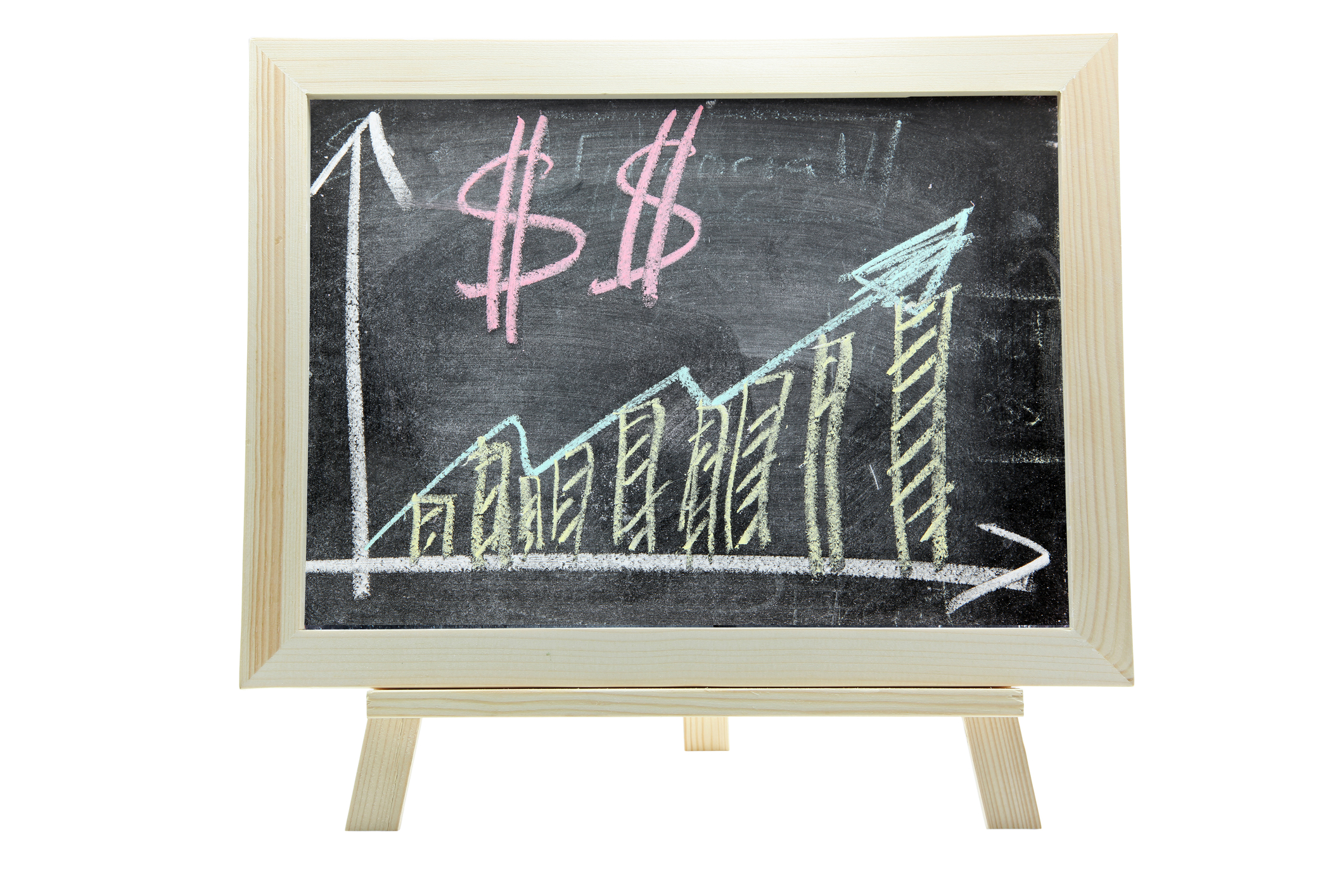Chalkboard with upward trending money graph Software Engineer Career