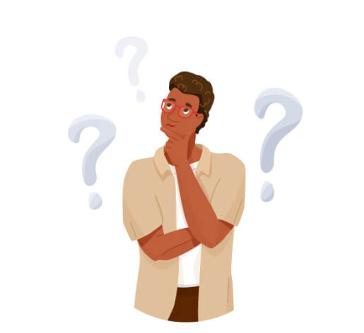 illustration of a Guy Thinking with questions marks surrounding him Self Taught Coder