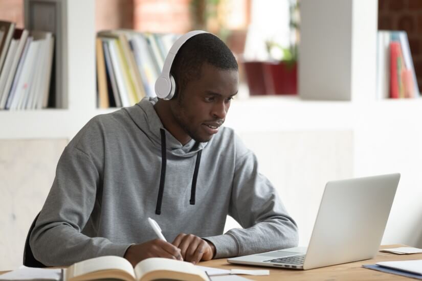 Black man learning online